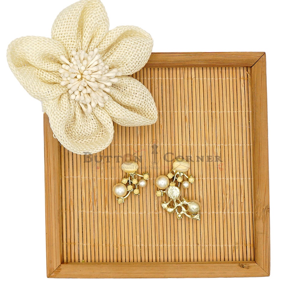 Flat Base Crystal Pearl Fancy Button