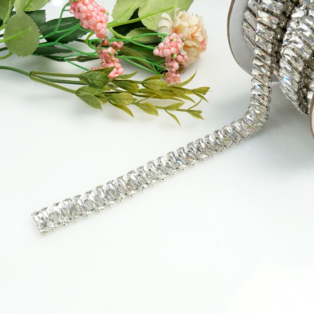 Silver Base Tube Square Fancy Chain
