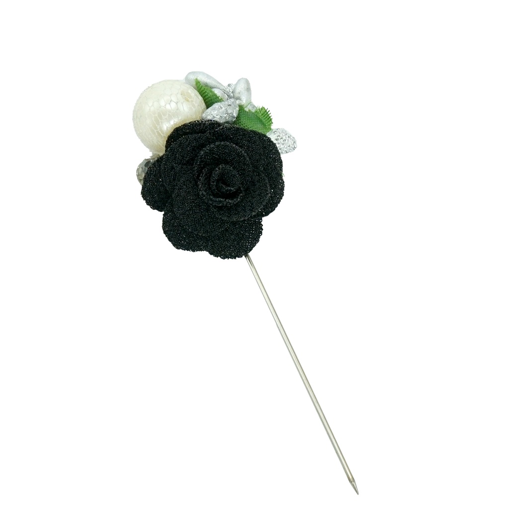 Flower With Pearl & Crystal Lapel Pin