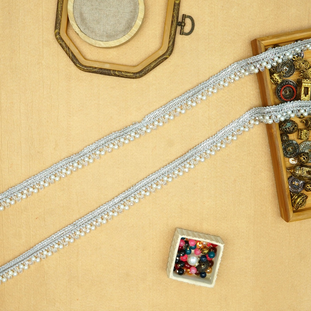 Pearl & Crystal Fancy Gota Lace
