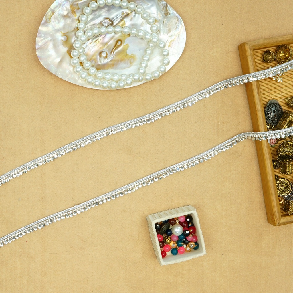 Stick On Metallic Yarn Stone Lace