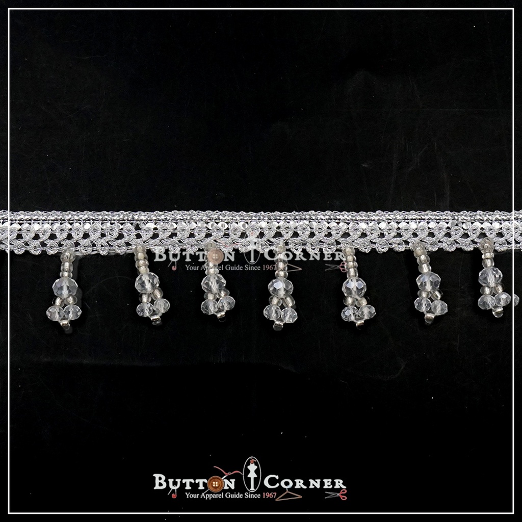 Metallic Yarn Glass Beads Hanging Lace