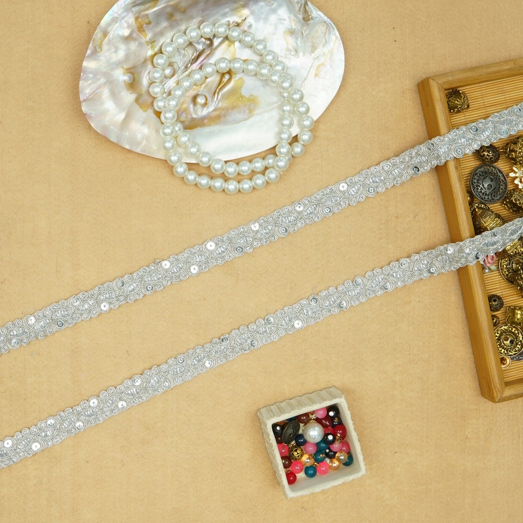 Fancy Metallic Yarn Sequence Lace