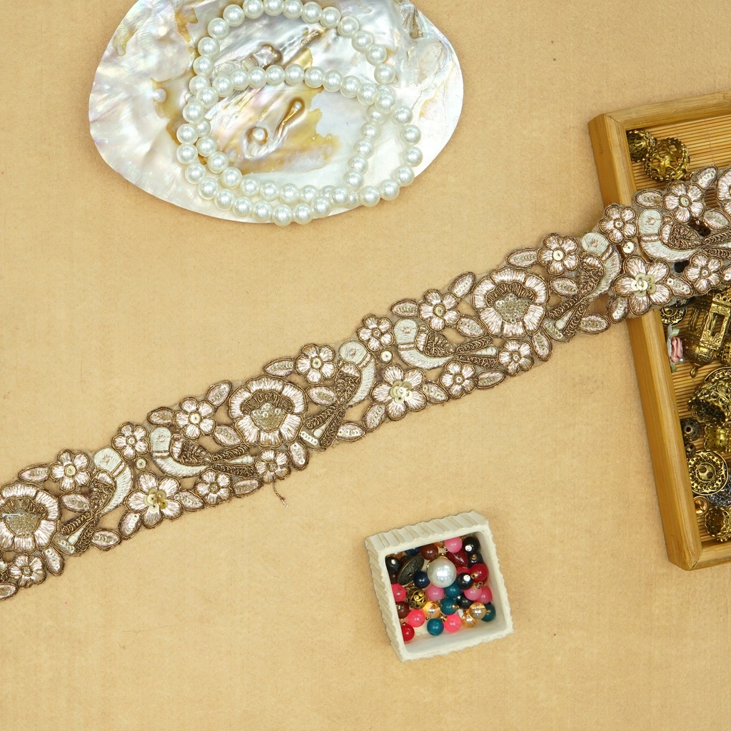 Fancy Metallic Yarn Sequence Lace