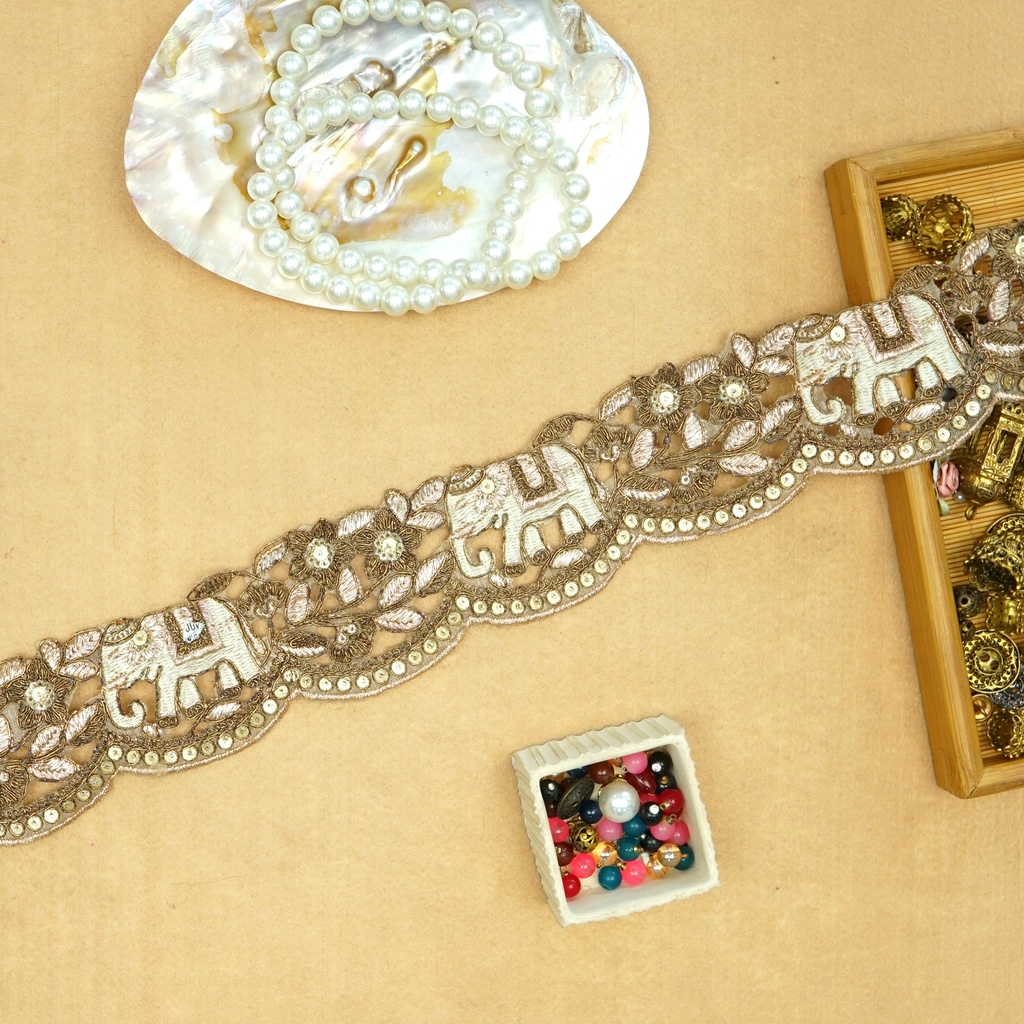 Fancy Metallic Yarn Sequence Lace