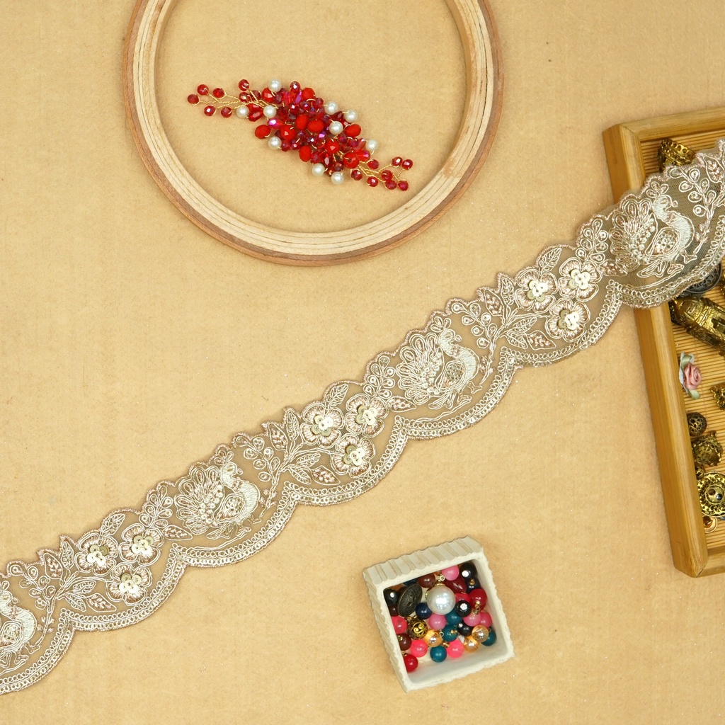 Fancy Metallic Yarn Sequence Lace