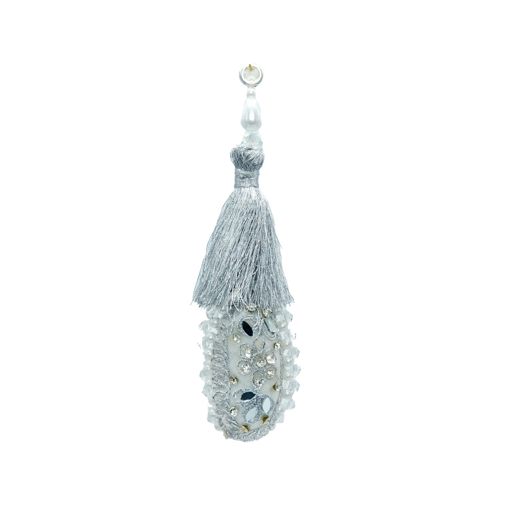 Elegant Design Metallic Yarn, Mirror, Pearl & Crystal Tassel 