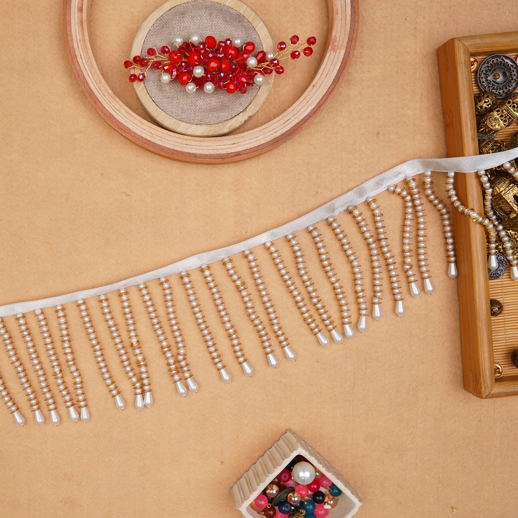 Fancy Sequence Pearl Hanging Lace