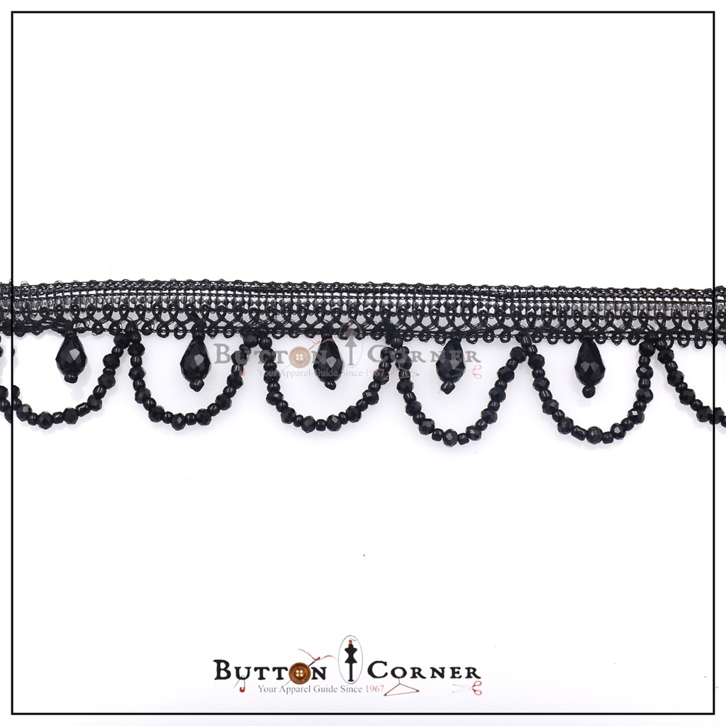 Metallic Scallop Glass Beads Hanging Lace