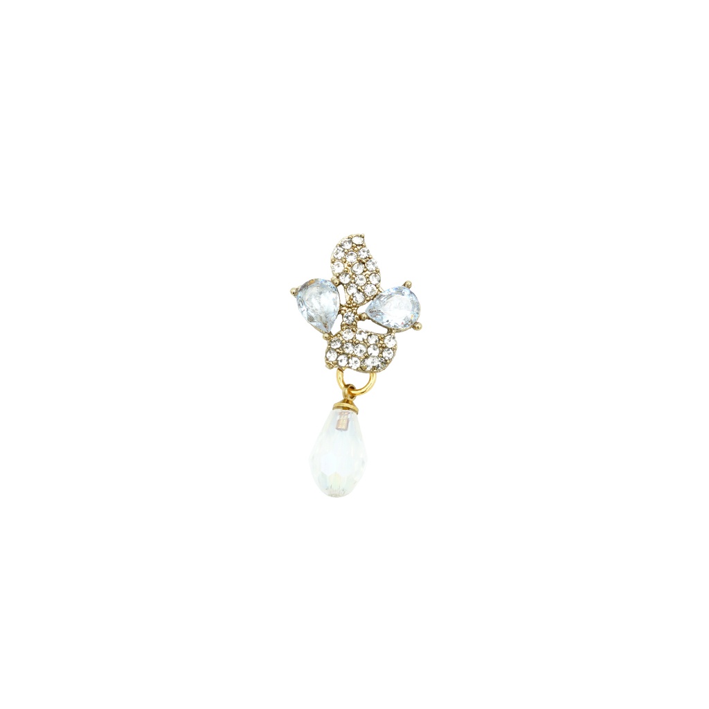 Fancy Crystal Kundan Button with Teardrop Hanging