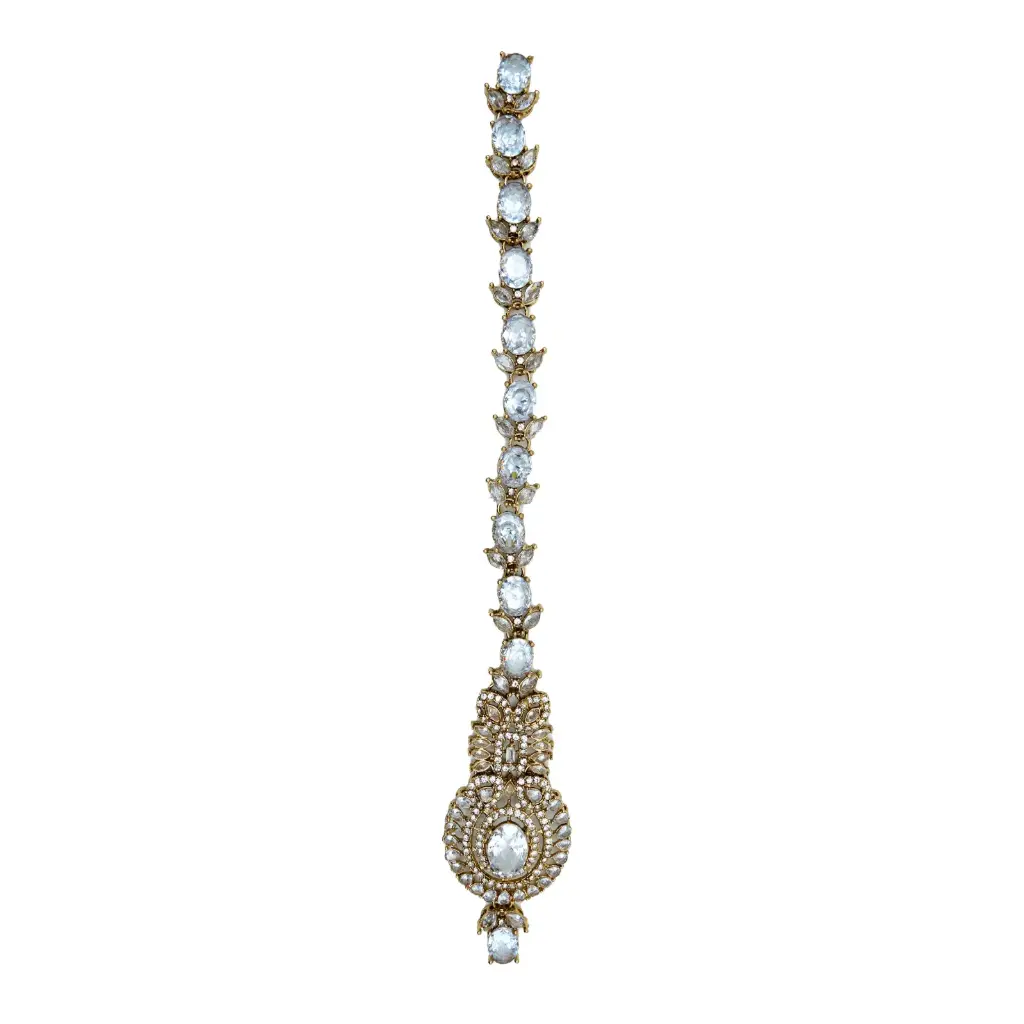 Gold Base Fancy Kundan Button Patti