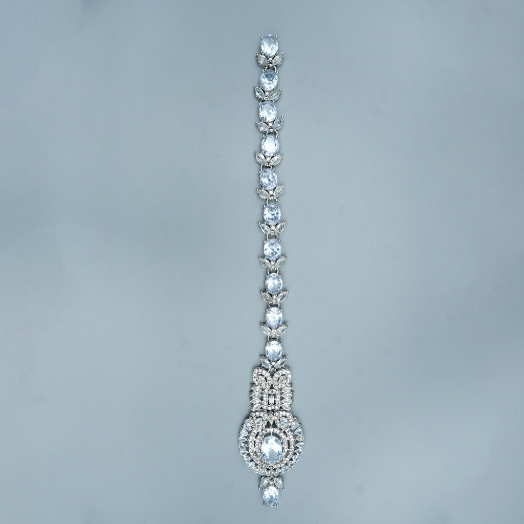 Silver Base Fancy Kundan Button Patti