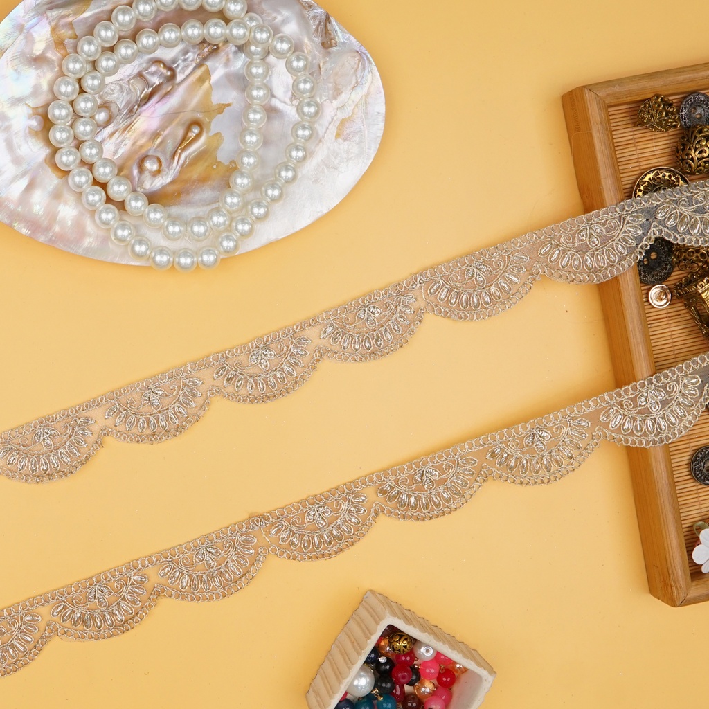 Fancy Metallic Yarn Sequence Lace
