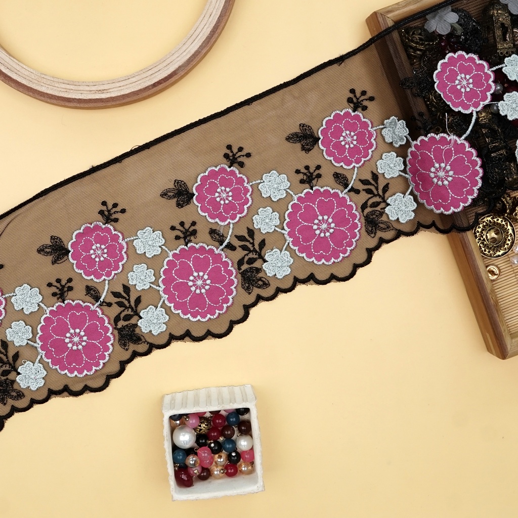 Cotton, Net Embroidered Lace In Color