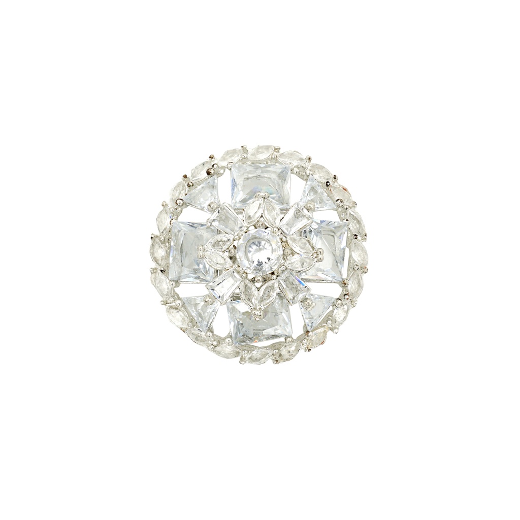 Silver Base Fancy Kundan Button