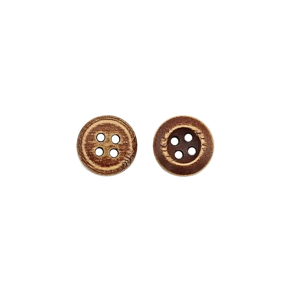Deep 4-Hole Flat Border Wooden Button