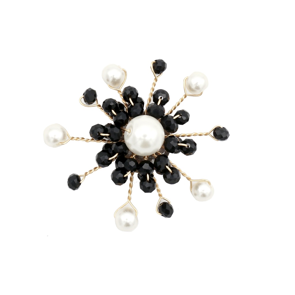 Pearl & Crystal Flower Brooch