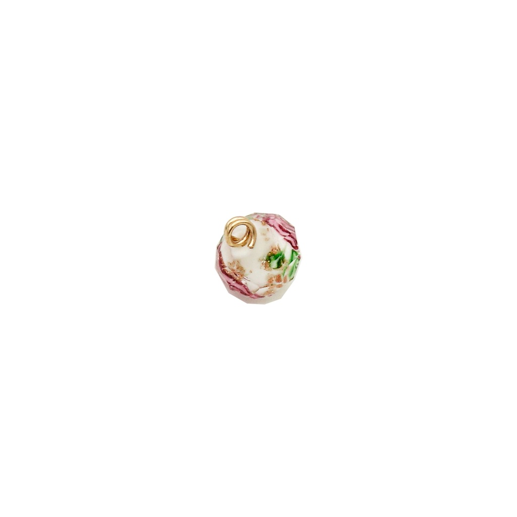 Flower Inside Rondelle Faceted Glass Beads