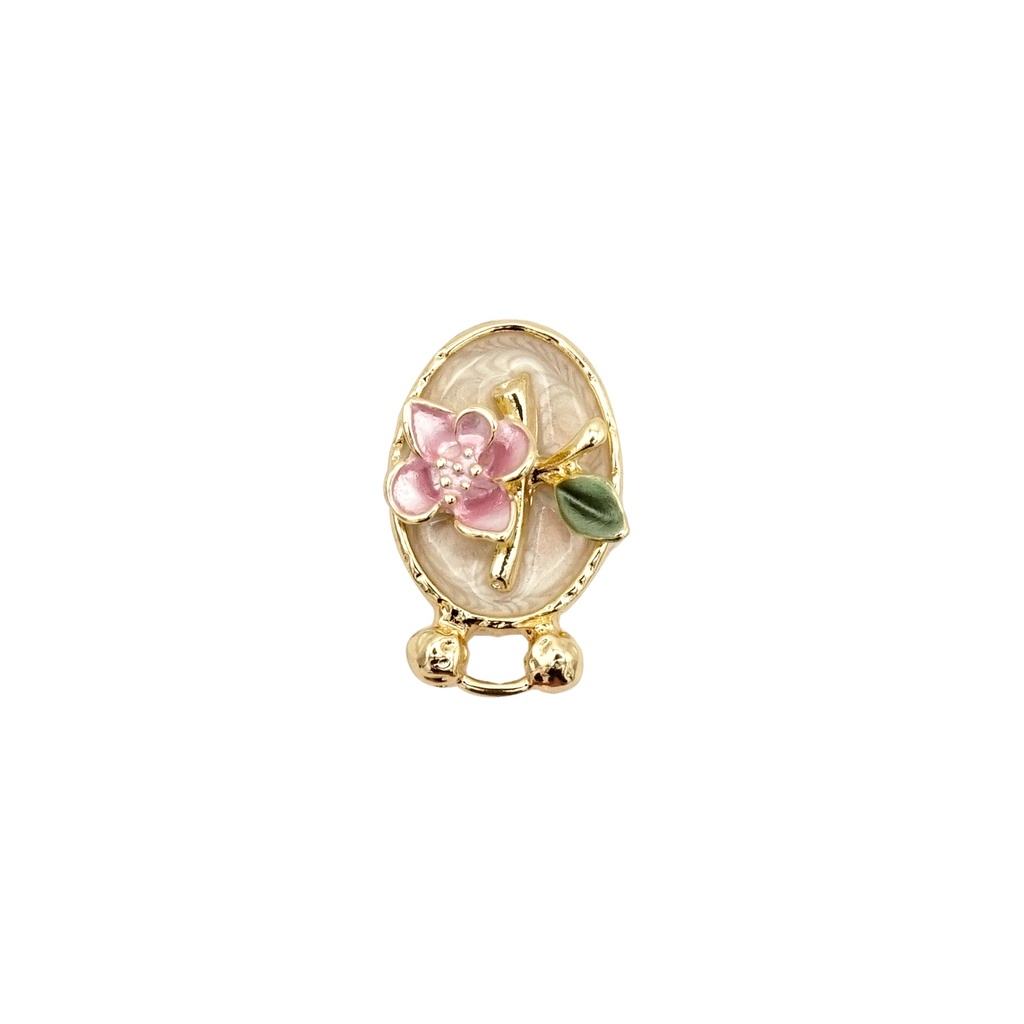Gold Plated Enamel Flower Leaf Button