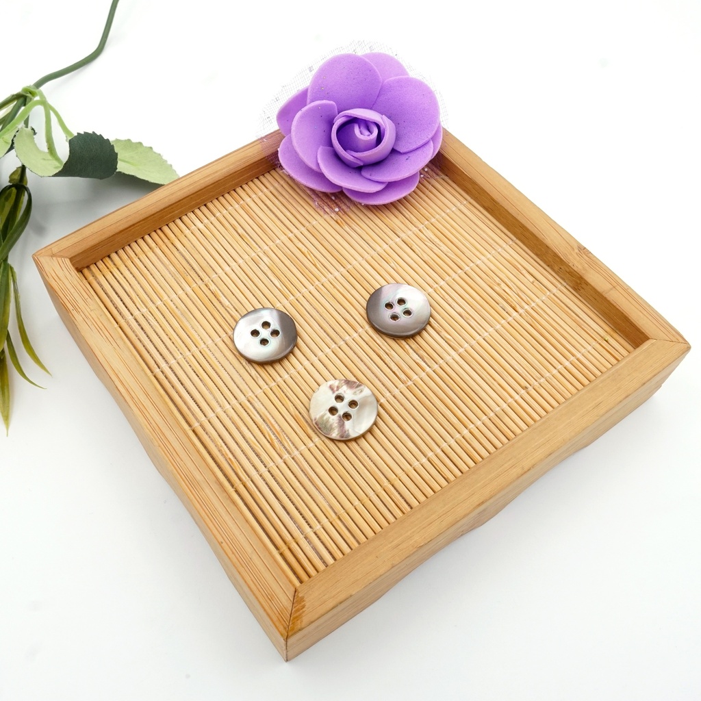 Flat Shiny 4 Hole Mussel Shell Button