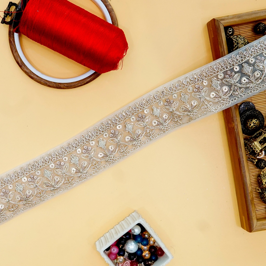 Fancy Metallic Yarn Sequence Lace