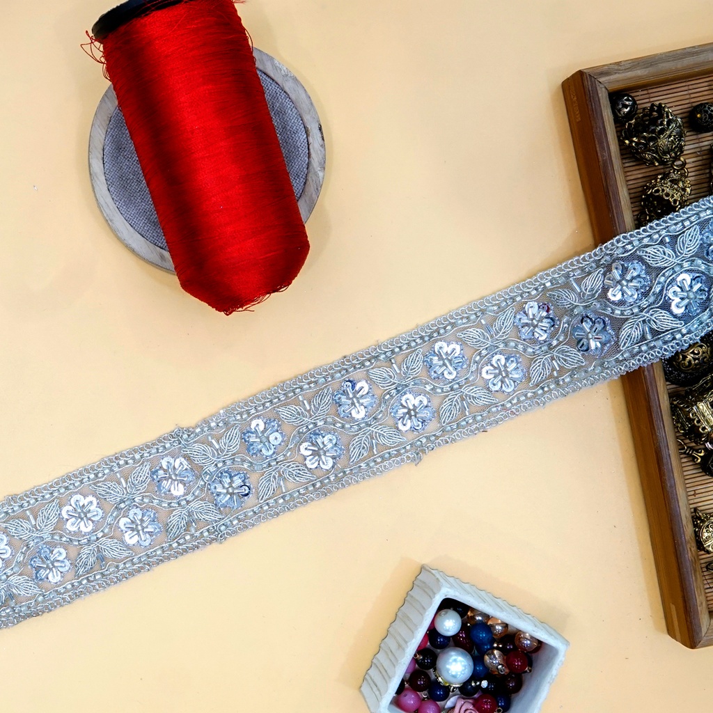 Fancy Glass Beads Sequence Lace