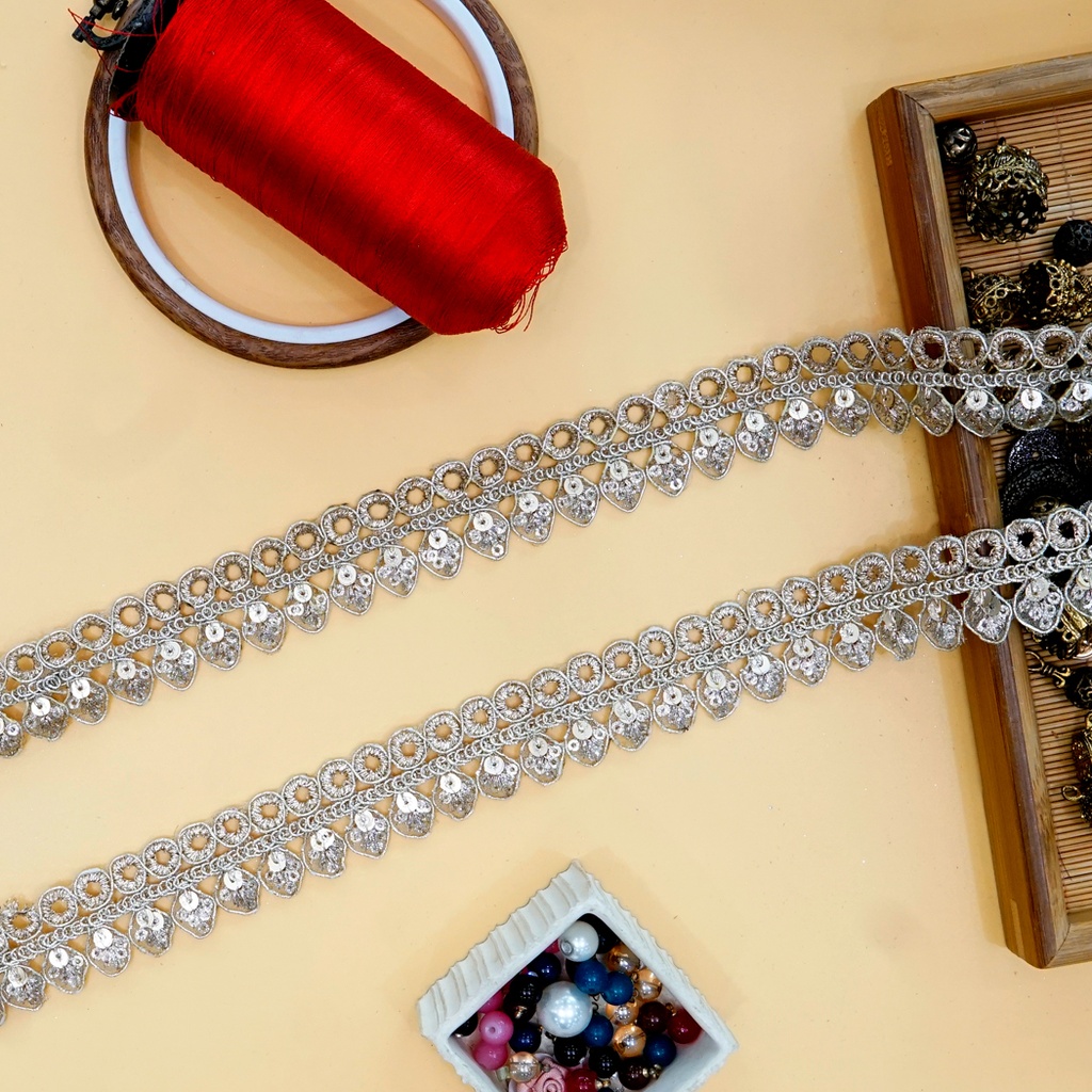 Fancy Metallic Yarn Sequence Lace
