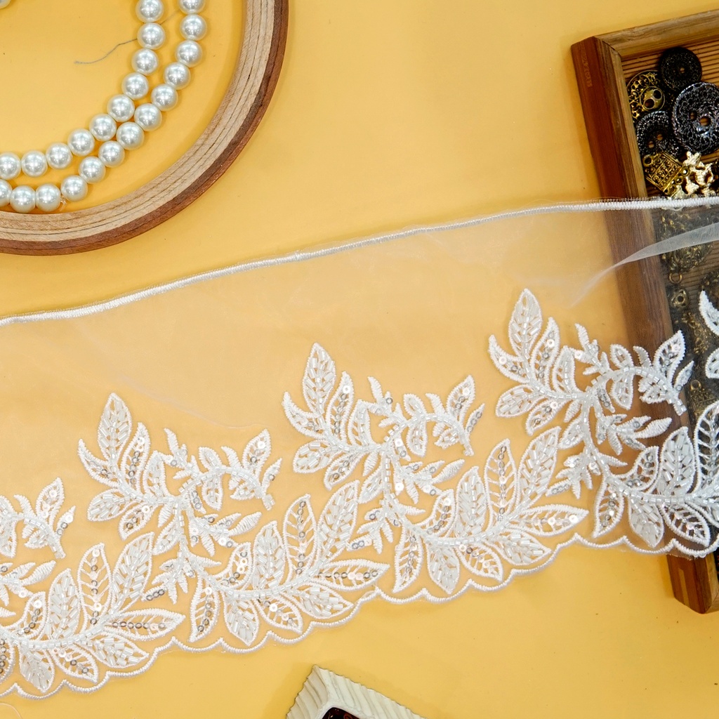 Fancy Glass Beads Sequence Lace
