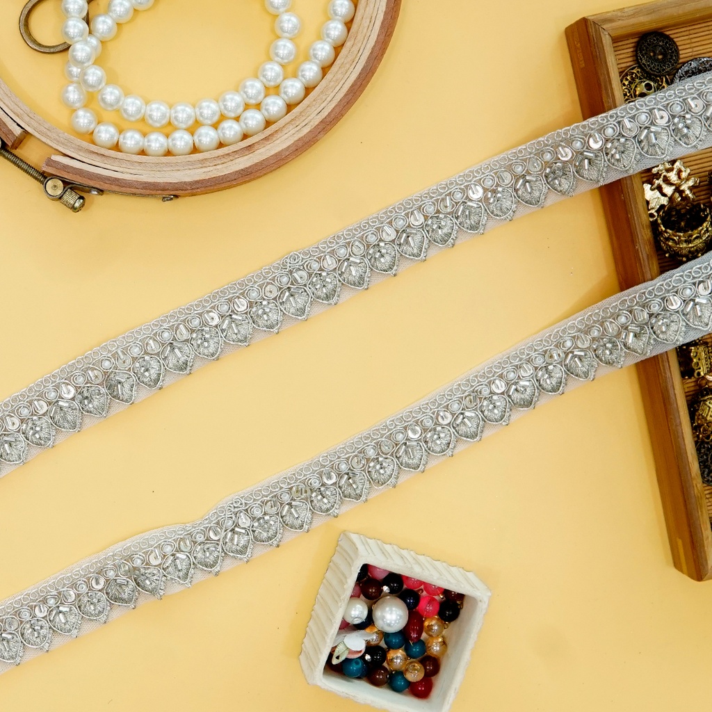 Fancy Glass Beads Sequence Lace