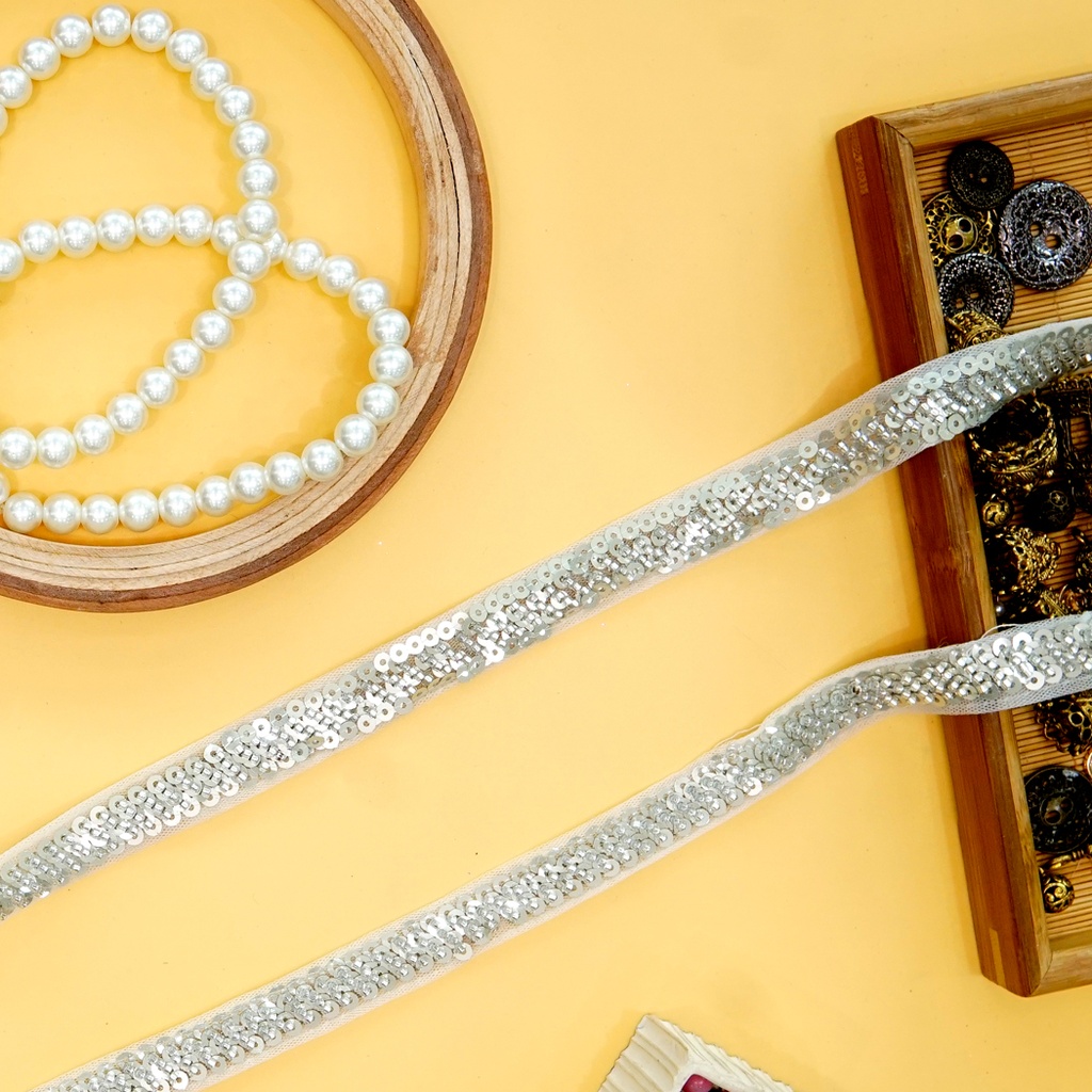 Fancy Glass Beads Sequence Lace