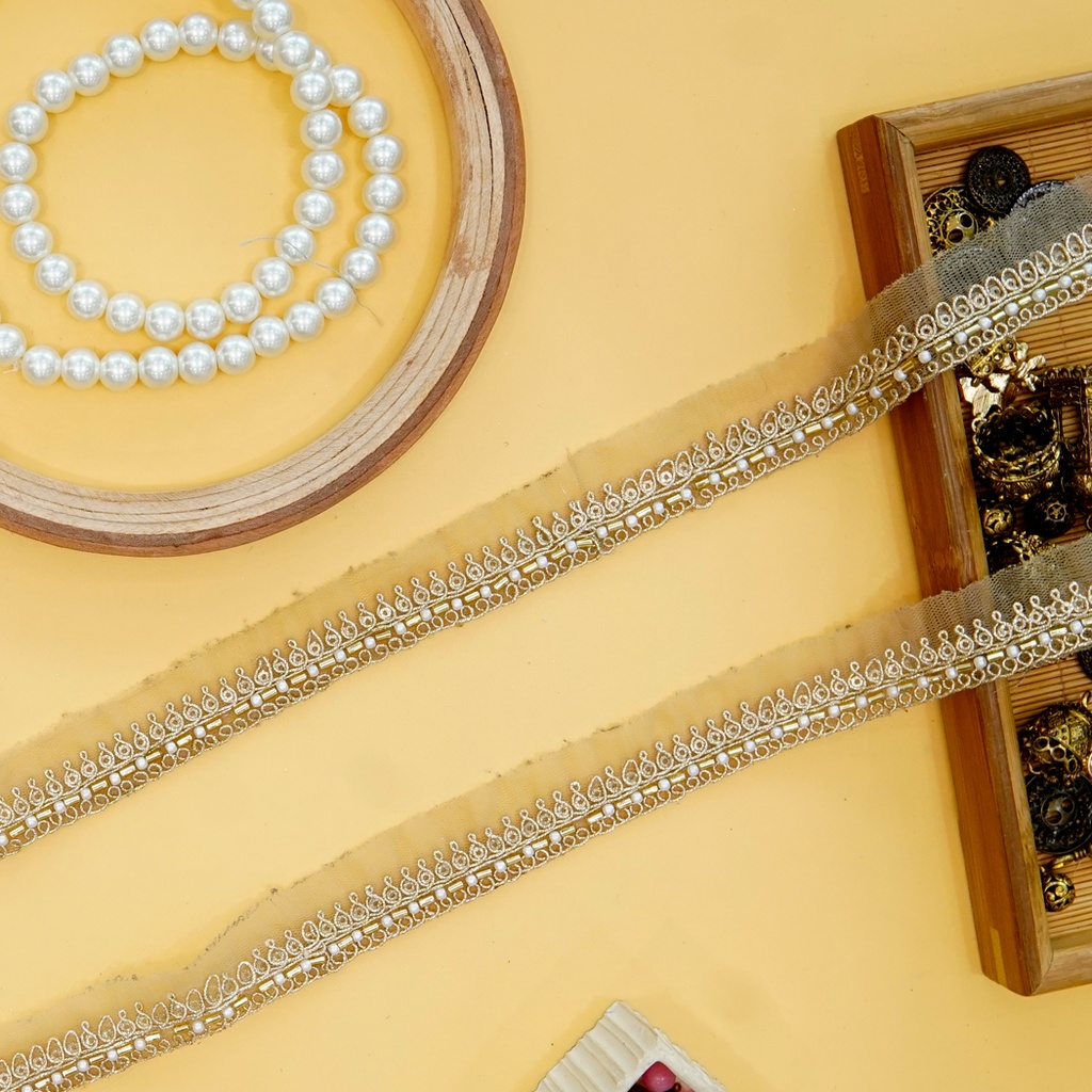 Fancy Glass Beads Sequence Lace