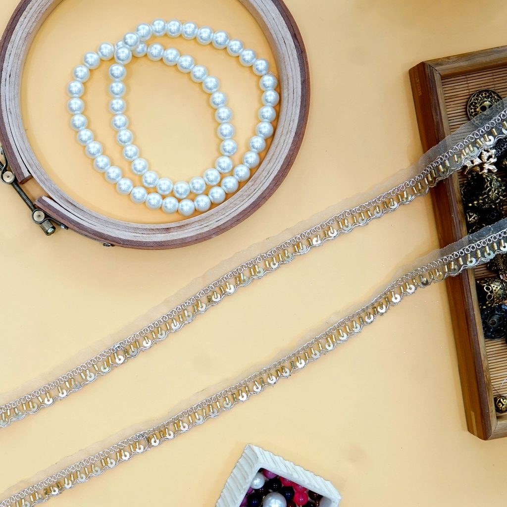 Fancy Glass Beads Sequence Lace