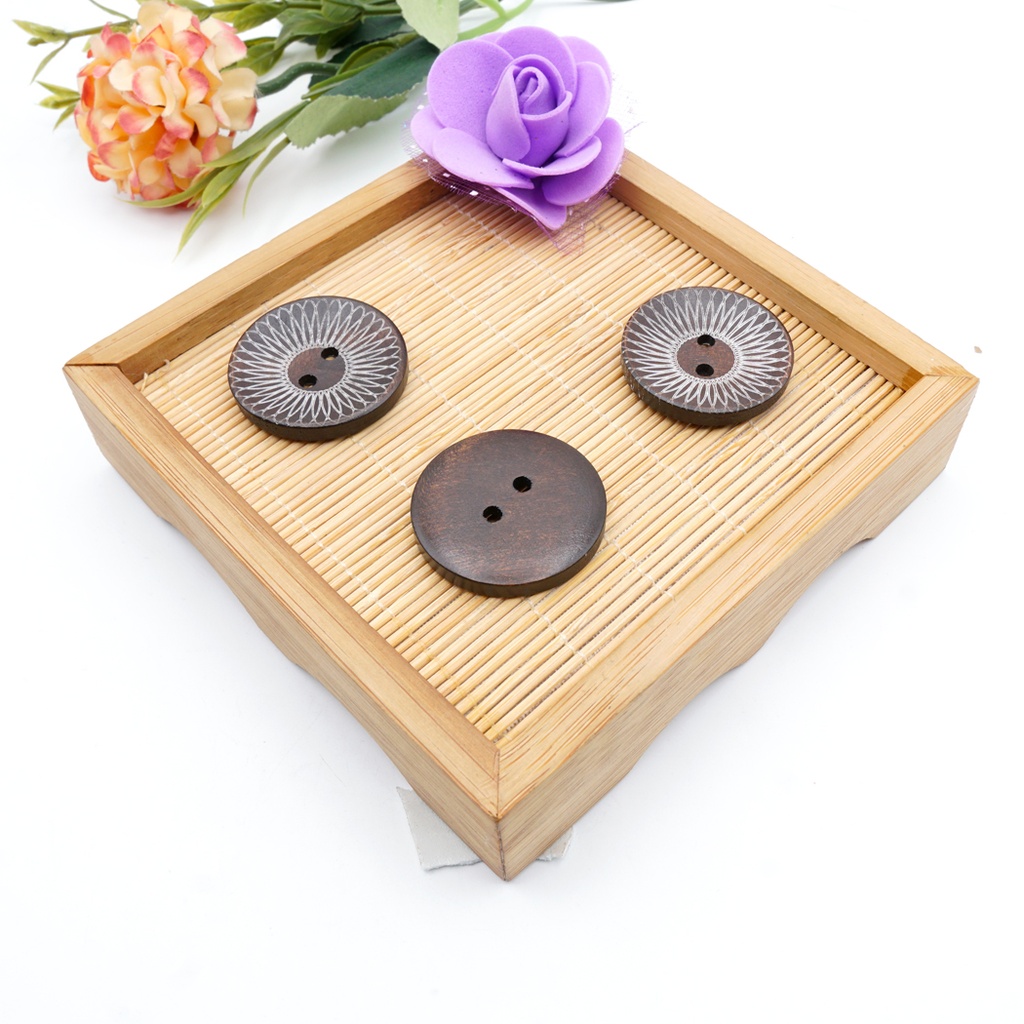 Sunflower Design Wood Button