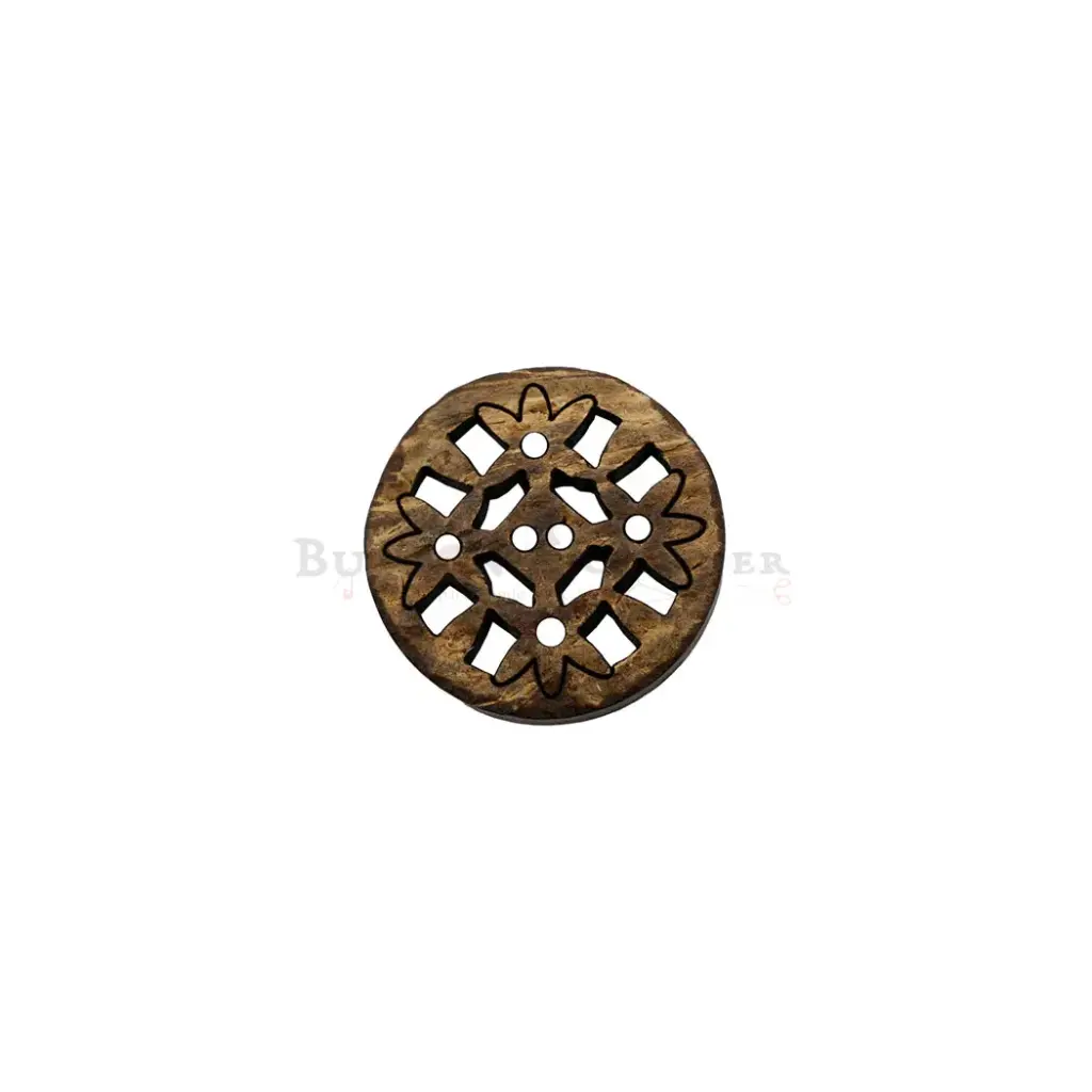 Pierced Holes Carved Design Coconut Button