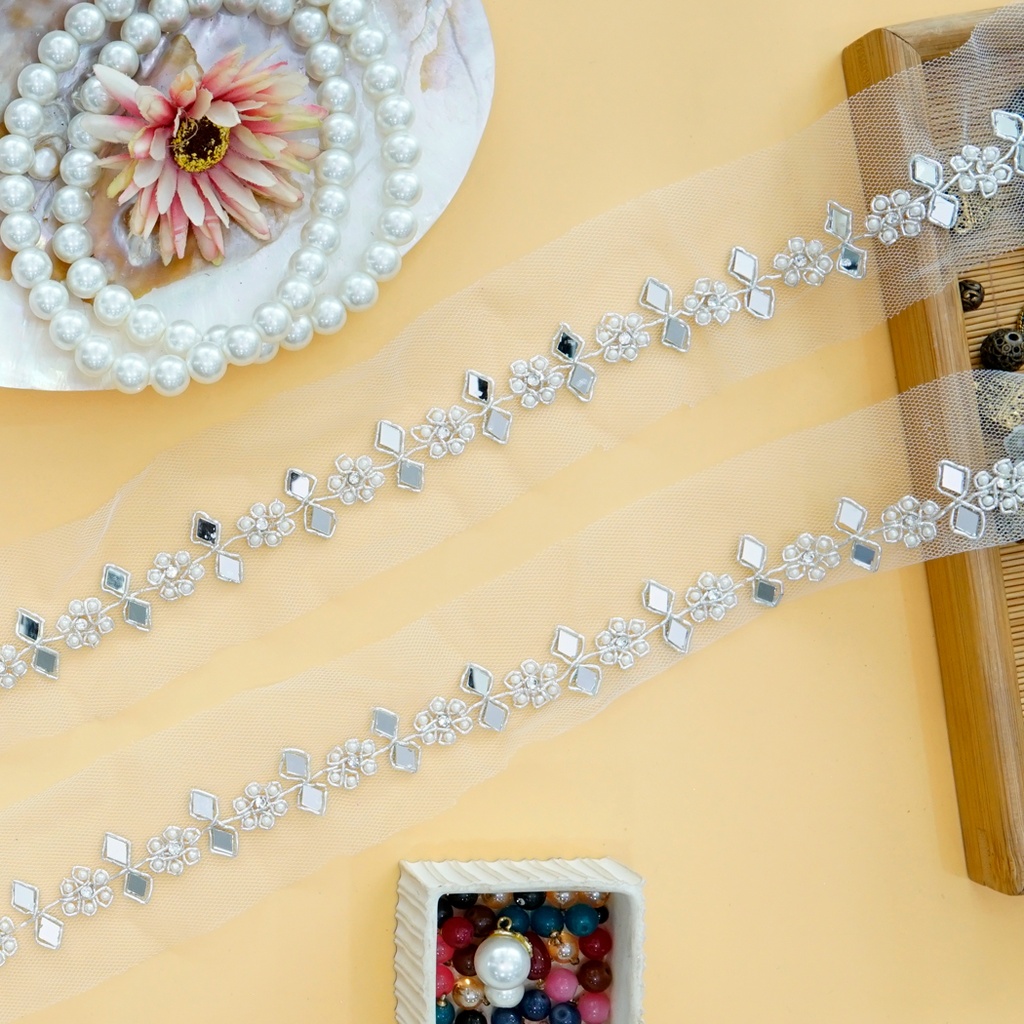 Fancy Pearl Mirror Gota Lace