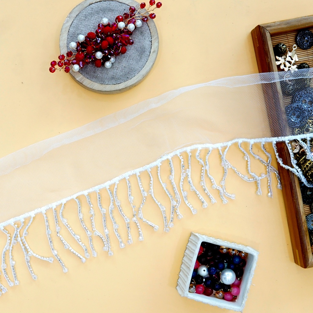 Fancy Crystals, Glass Beads, Hanging Lace