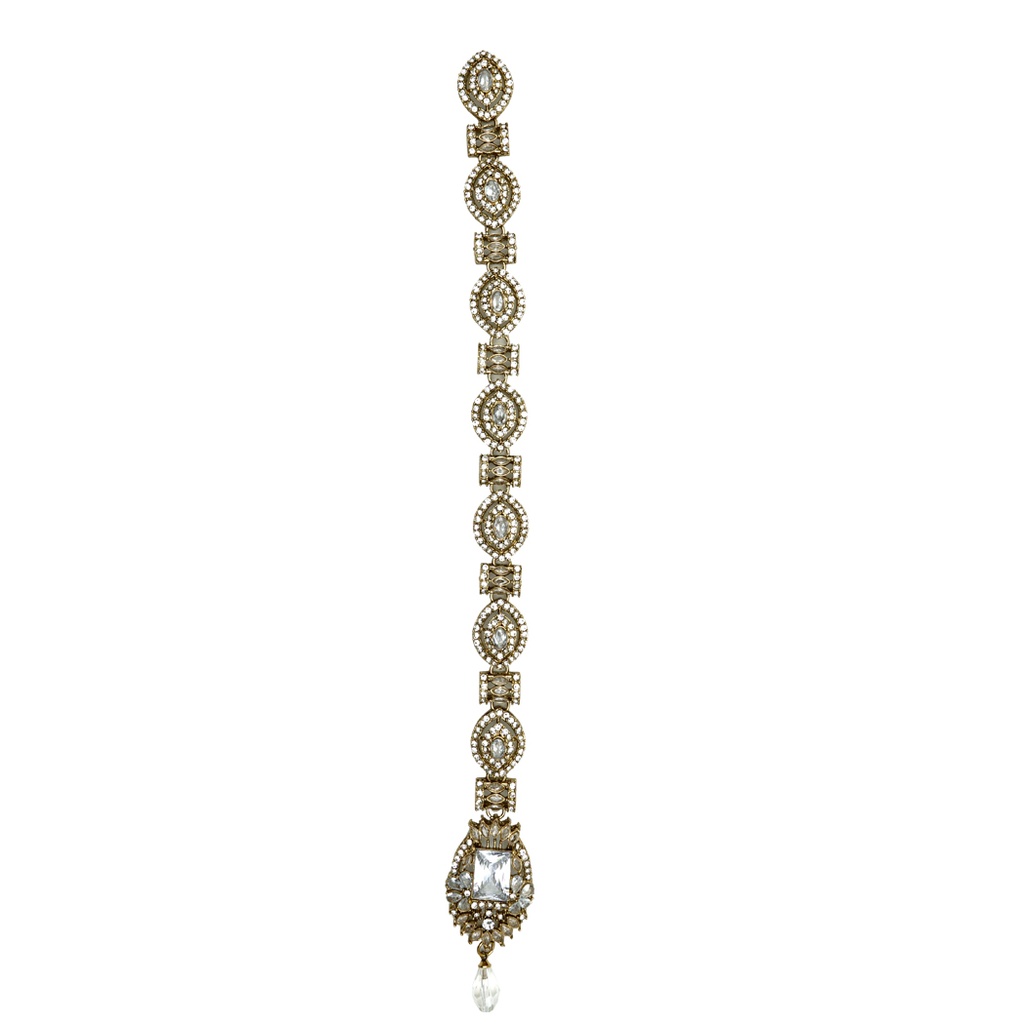 Gold Base Fancy Kundan Button Patti