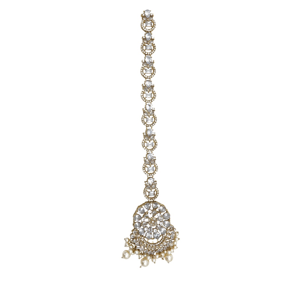 Gold Base Fancy Kundan Button Patti