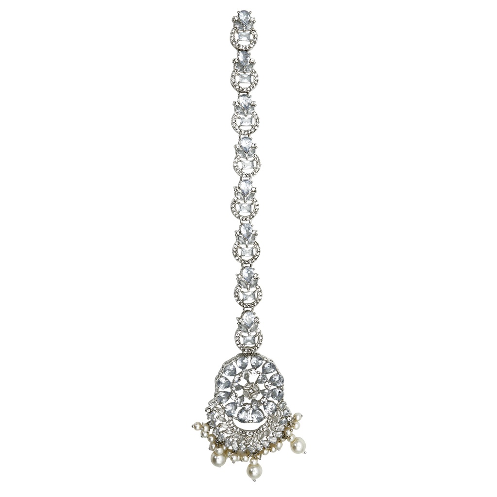 Silver Base Fancy Kundan Button Patti