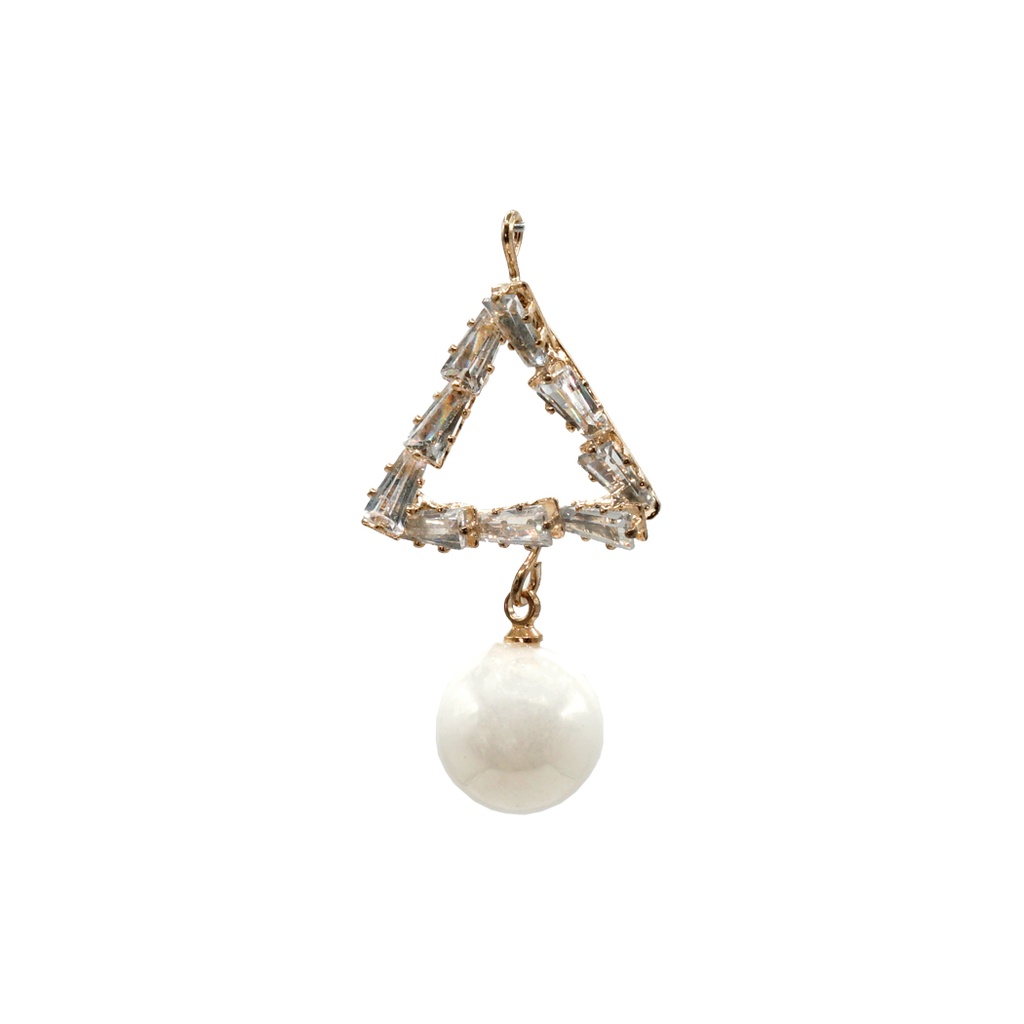 Crystal Button With Hanging Pearl