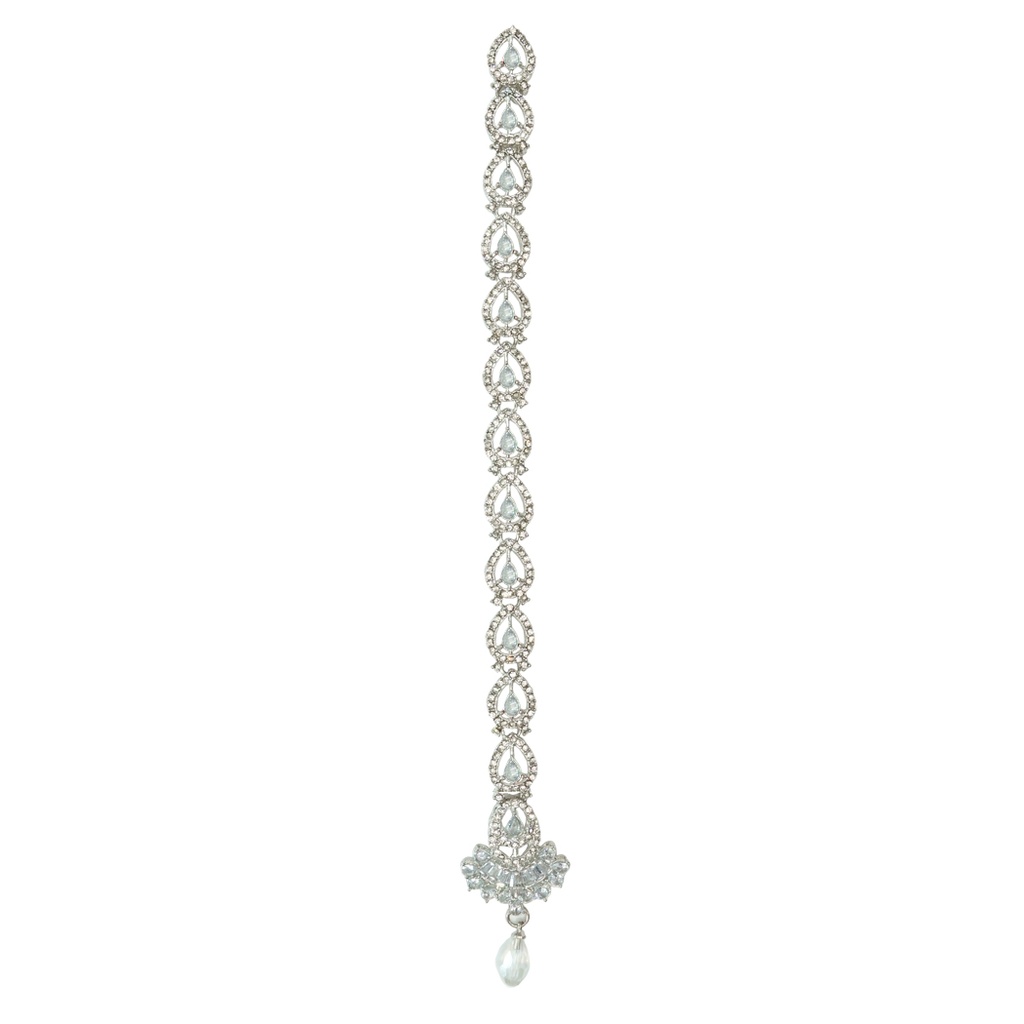Silver Base Fancy Kundan Button Patti