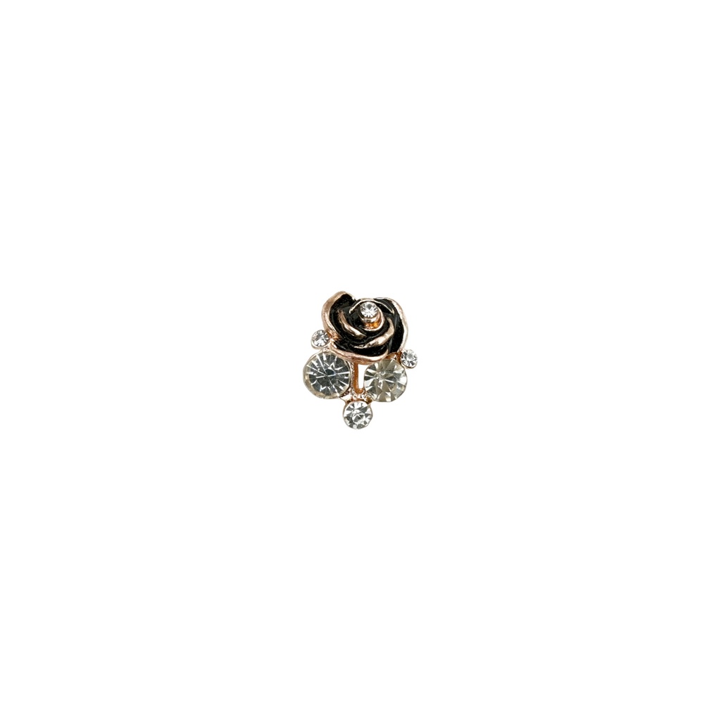 Copper Base Enamel Flower Rhinestone Button