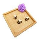 Black Enamel Flower With Pearl Pendant