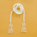 White Pearl Cluster Traditional Waist Belt with Decorative Tassel
