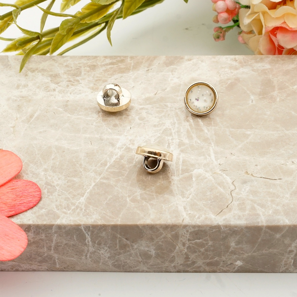Gold Base Glitter Shank Button