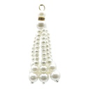 Pearly White Multi-Strand Pearl Beads Fancy Tassel with Metallic Loop
