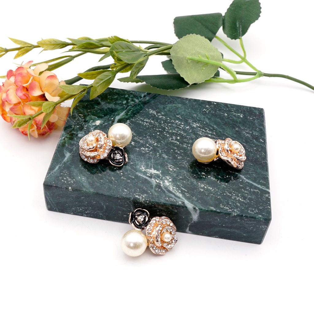 Double Flower Pearl Rhinestone Pendant