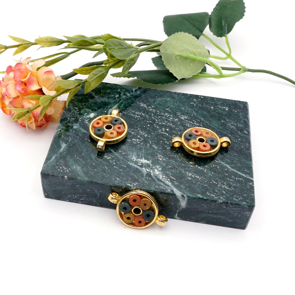 Elegant Terracotta-Style Multi-Coloured Beaded Pendant with Double Hanging Loops