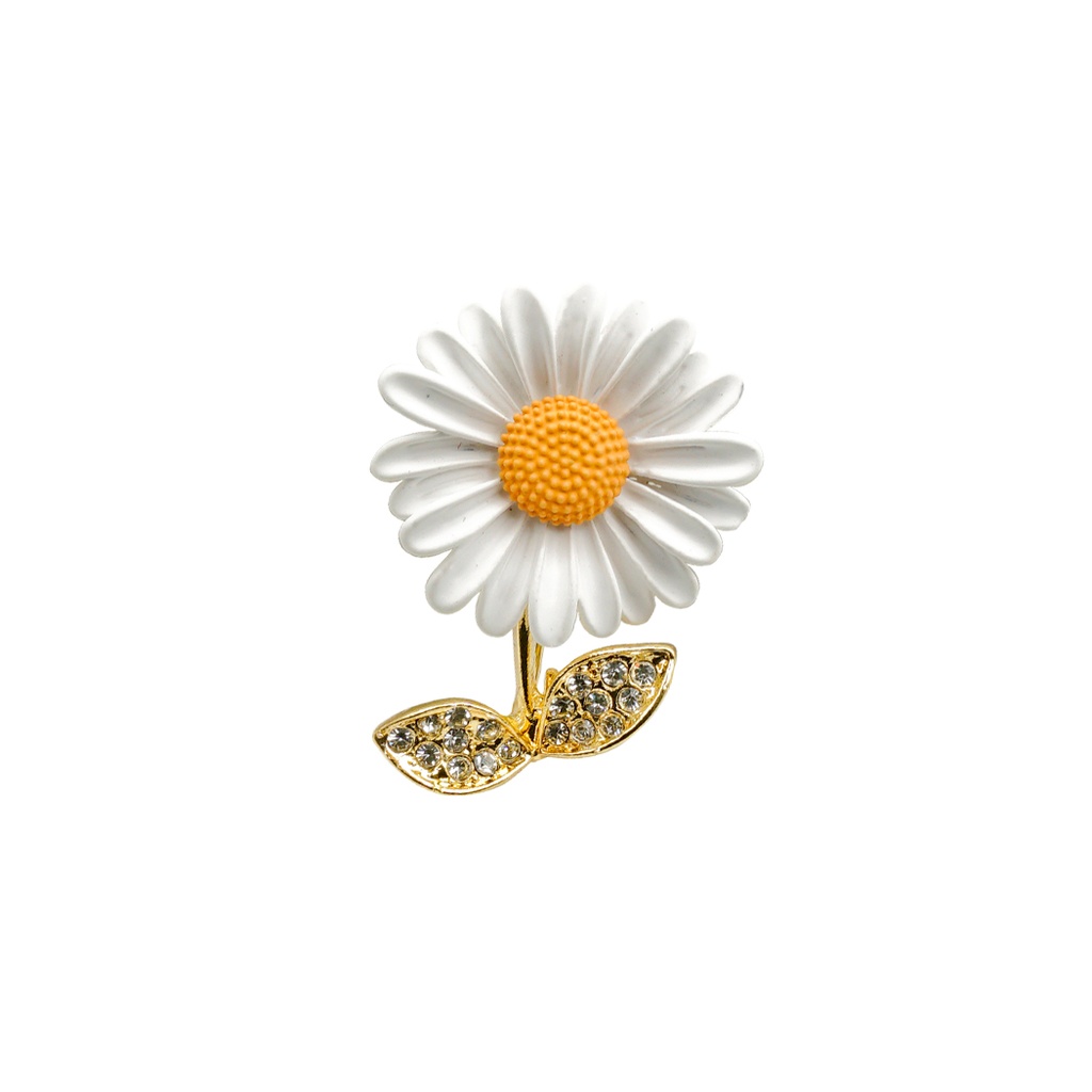 Daisy Flower Pin Badge Rhinestone