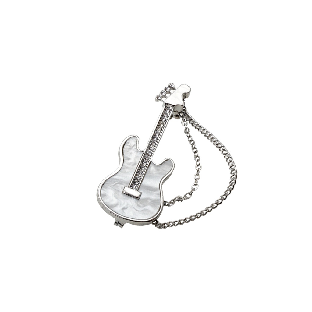 Guitar With Diamonds Brooch